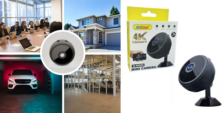 15,90€ για μία Mini Κάμερα Ασφαλείας 4K WiFi Andowl – Με Νυχτερινή Όραση & Ανίχνευση Κίνησης, με παραλαβή από την Idea Hellas και δυνατότητα πανελλαδικής αποστολής στο χώρo σας.Κωδ: 230985F